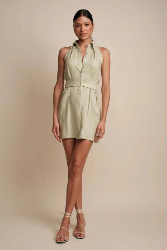  헤브론 숏 원피스 도미노 미니드레스 셀라돈