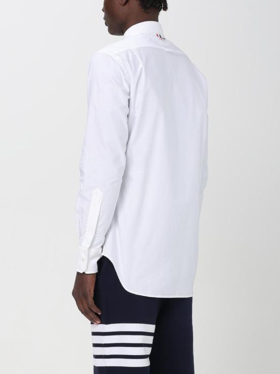 25FW 톰브라운 옥스포드 클래식 그로그랭 플래킷 셔츠  MWL010EF0313 100 White - THOM BROWNE