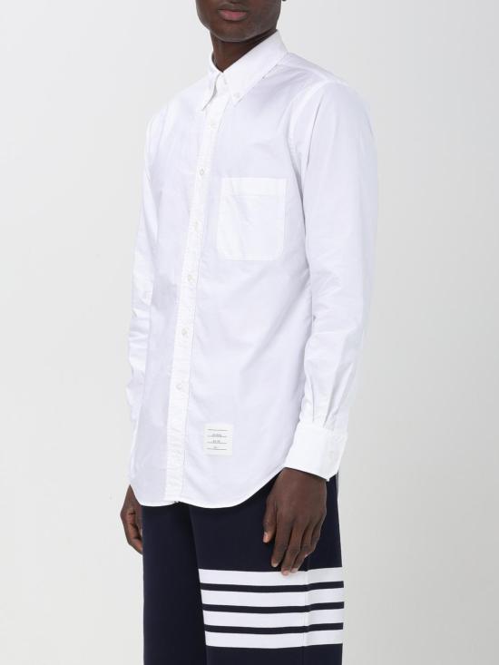 25FW 톰브라운 옥스포드 클래식 그로그랭 플래킷 셔츠  MWL010EF0313 100 White - THOM BROWNE