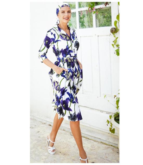  사만다 성 롱 원피스 오드리 드레스 화이트/블루 - SAMANTHA SUNG