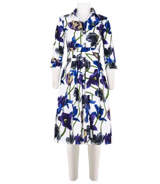  사만다 성 롱 원피스 오드리 드레스 화이트/블루 - SAMANTHA SUNG