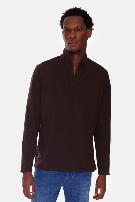  블루&크림 스웨터 메이슨 팝 칼라 풀오버 브라운