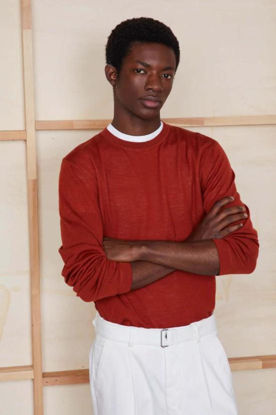  오피신 제네랄 스웨터 Officine Generale Nemo 이탈리안 메리노 울  메이플 레드