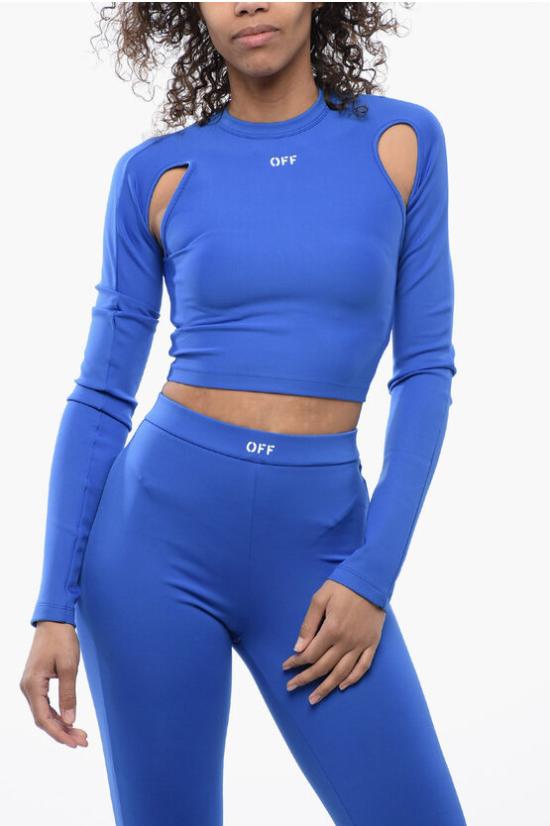  오프화이트 긴팔 티셔츠 OWAD211S24JER0014601 Blue