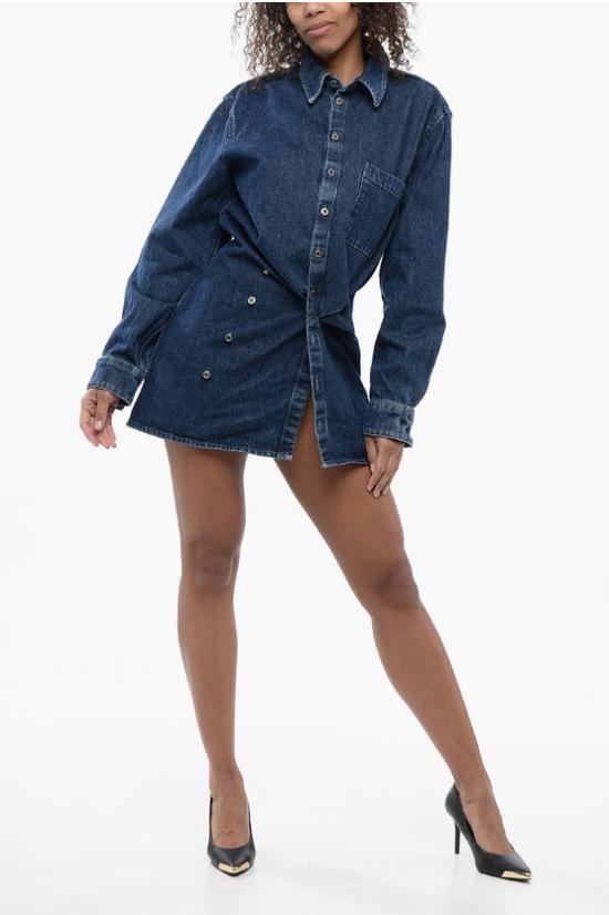  오프화이트 숏 원피스 OWYM021S24DEN0014646 Blue