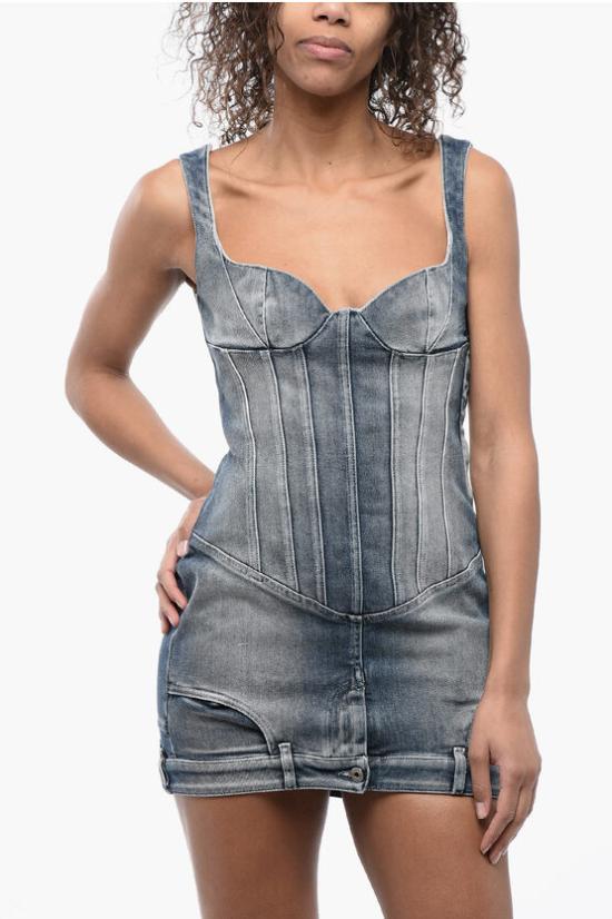  오프화이트 숏 원피스 OWYM030S24DEN0014000 Blue - OFF WHITE