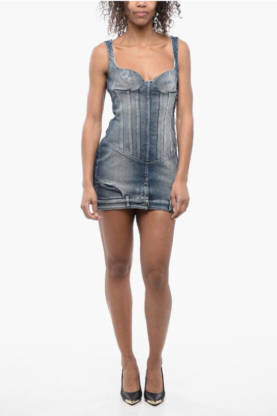  오프화이트 숏 원피스 OWYM030S24DEN0014000 Blue