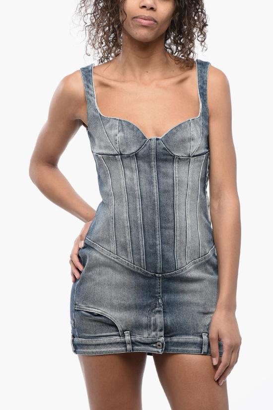  오프화이트 숏 원피스 OWYM030S24DEN0014000 Blue - OFF WHITE