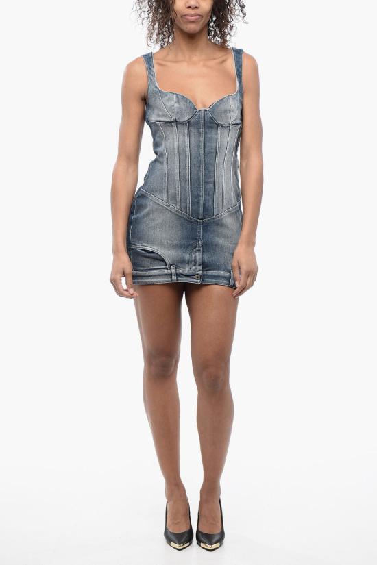  오프화이트 숏 원피스 OWYM030S24DEN0014000 Blue