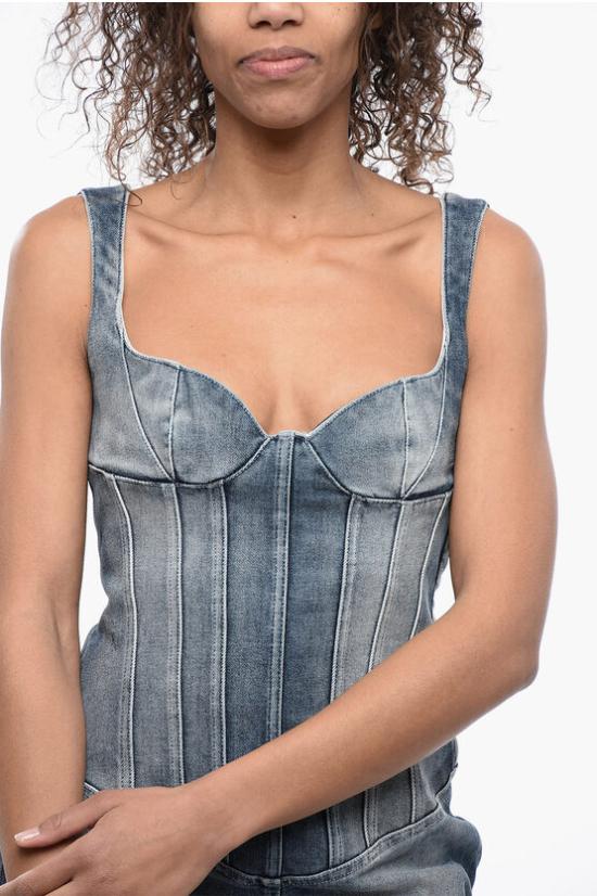  오프화이트 숏 원피스 OWYM030S24DEN0014000 Blue - OFF WHITE