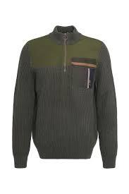  바버 집업 니트 MKN1615OL51 OLIVE DOM