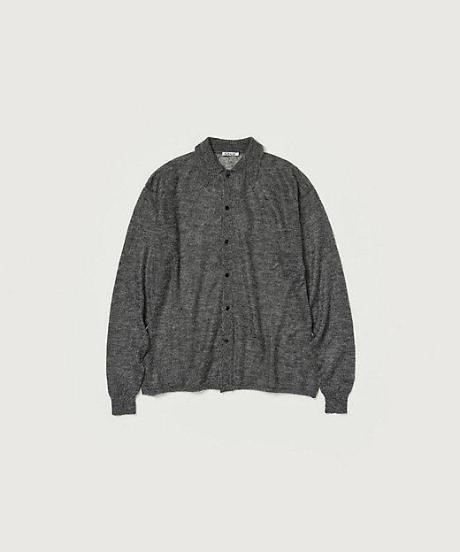 오라리 키드 모헤어 쉬어 니트 셔츠 가디건 A24AC01FG TOP CHARCOAL DOM