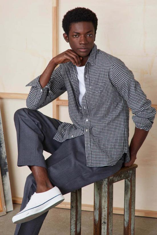  오피신 제네랄 긴팔 셔츠 립  블랙 에크루