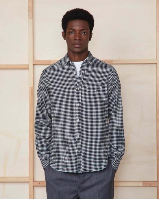  오피신 제네랄 긴팔 셔츠 립  블랙 에크루 - OFFICINE GENERALE