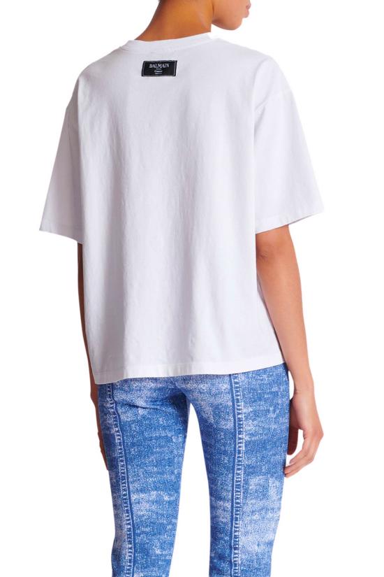 25SS 발망 반팔 티셔츠 EF1EG110GE45 GQV Blanc noir rouge - BALMAIN