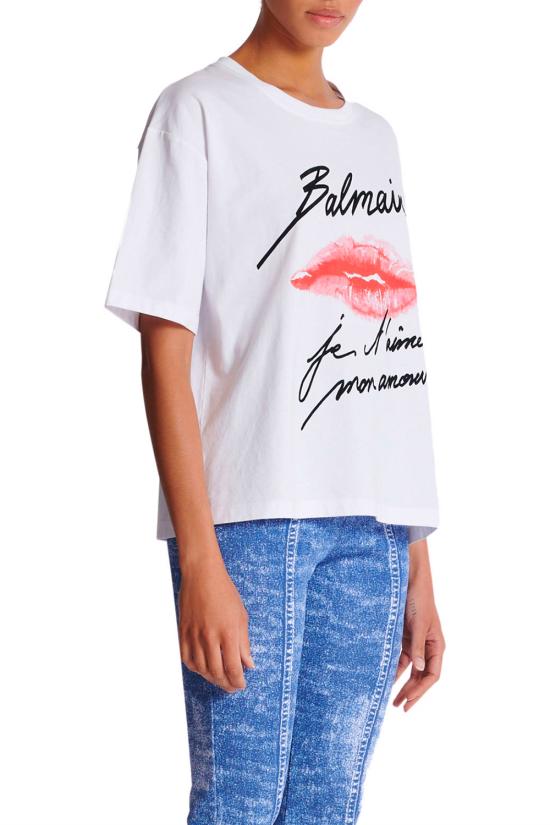 25SS 발망 반팔 티셔츠 EF1EG110GE45 GQV Blanc noir rouge - BALMAIN