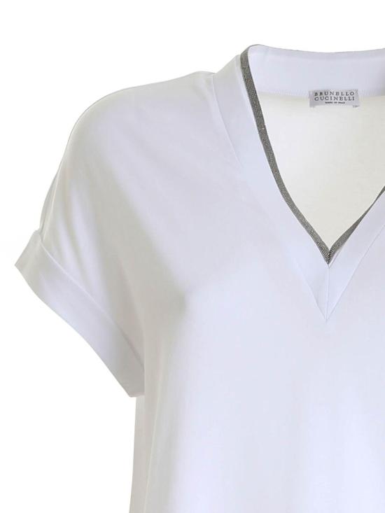26FW 브루넬로 쿠치넬리 비즈 체인 V넥 M0T18BD222C159 WHITE - BRUNELLO CUCINELLI