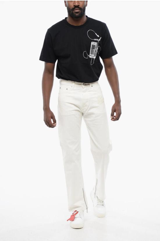  오프화이트 스트레이트 팬츠 OMYA177S24DEN0010202 White - OFF WHITE