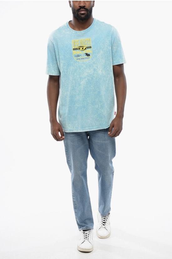  디젤 반팔 티셔츠 A13383 0THAZ 8NU Light blue - DIESEL