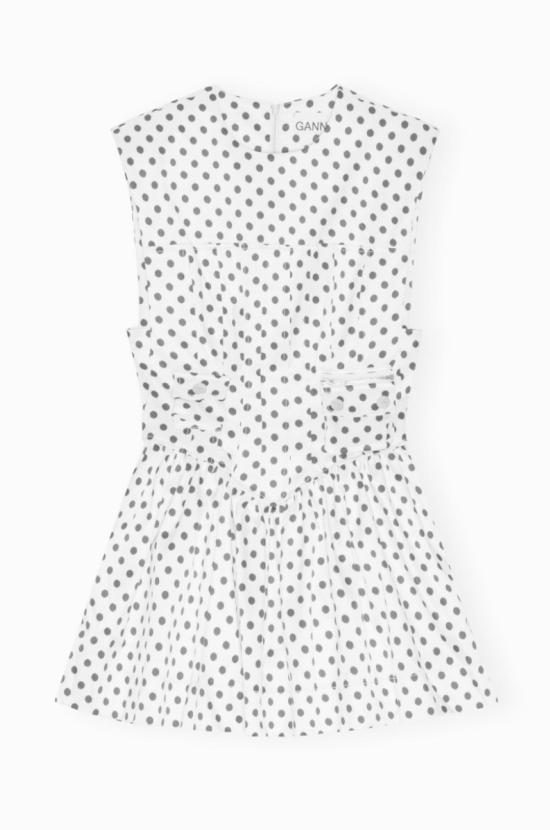  가니 숏 원피스 Ganni 폴카 도트 새틴 미니 코르셋 드레스 에그렛 - GANNI