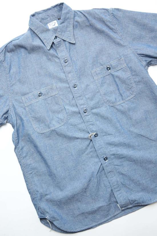  오어슬로우 반팔 셔츠 Orslow 반팔 샴브레이 워크  샴브레이 - ORSLOW