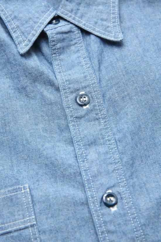  오어슬로우 반팔 셔츠 Orslow 반팔 샴브레이 워크  샴브레이 - ORSLOW