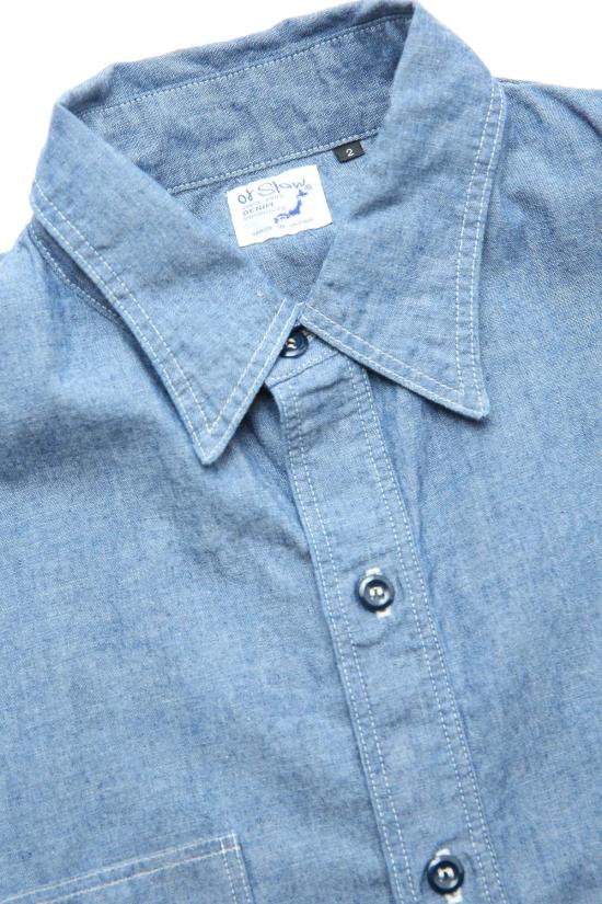  오어슬로우 반팔 셔츠 Orslow 반팔 샴브레이 워크  샴브레이 - ORSLOW