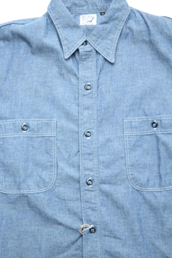  오어슬로우 반팔 셔츠 Orslow 반팔 샴브레이 워크  샴브레이 - ORSLOW