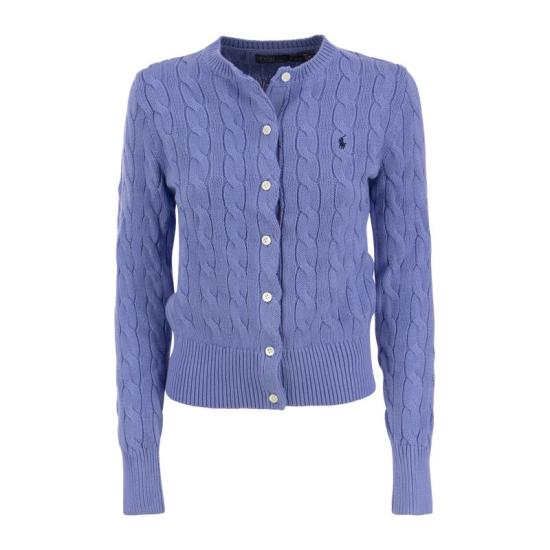 25SS 폴로 랄프로렌 포니 로고 자수 케이블 니트 크루넥 가디건  211891643 BLUE