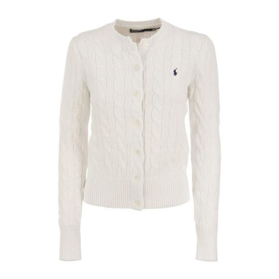 25SS 폴로 랄프로렌 포니 로고 자수 케이블 니트 크루넥 가디건  211891643 WHITE