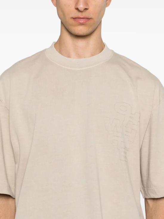  오프화이트 반팔 티셔츠 OMAA120F24JER004 beige - OFF WHITE