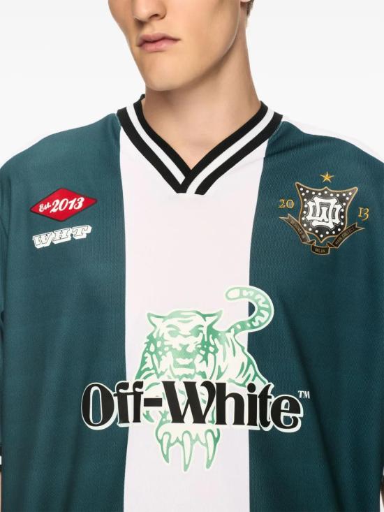  오프화이트 반팔 티셔츠 OMAD00AS25JER0025710 emerald - OFF WHITE