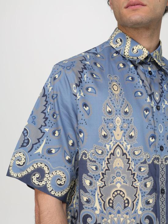 25FW 에트로 반팔 셔츠 MRIC001199SP5A5 X0883 Gnawed Blue - ETRO