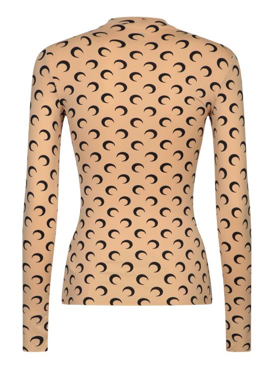 26SS 마린세르 문 프린티드 저지 세컨드 스킨 하이넥 탑 WTS005A CJER0001 TA10 Beige - MARINE SERRE