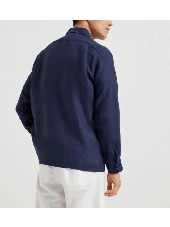  브루넬로 쿠치넬리 긴팔 셔츠 MM6950648C019 navy - BRUNELLO CUCINELLI