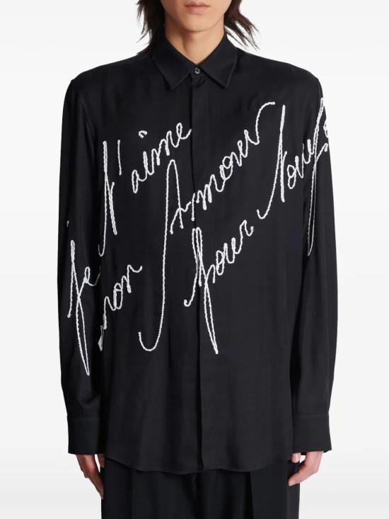  발망 긴팔 셔츠 EH1HS40521VG black - BALMAIN