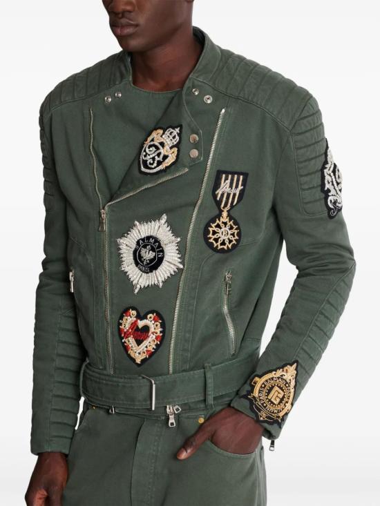  발망 바이커 자켓 EH1TD56542DF khaki - BALMAIN