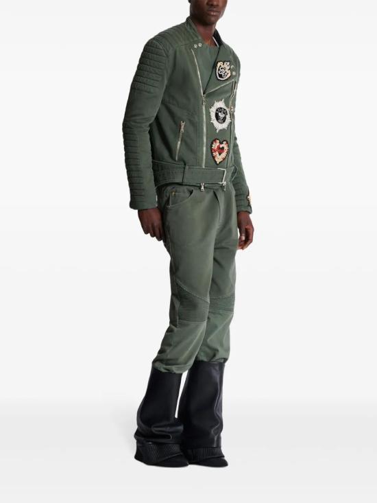  발망 바이커 자켓 EH1TD56542DF khaki - BALMAIN