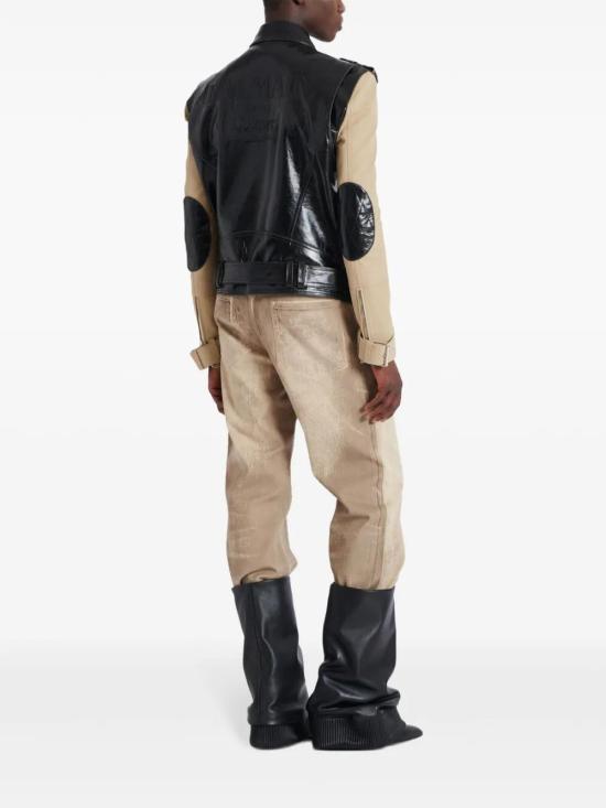  발망 바이커 자켓 EH1TD558MG15 sand beige - BALMAIN