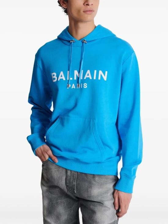  발망 후드 티셔츠 DH0JR002BB65SME sky - BALMAIN