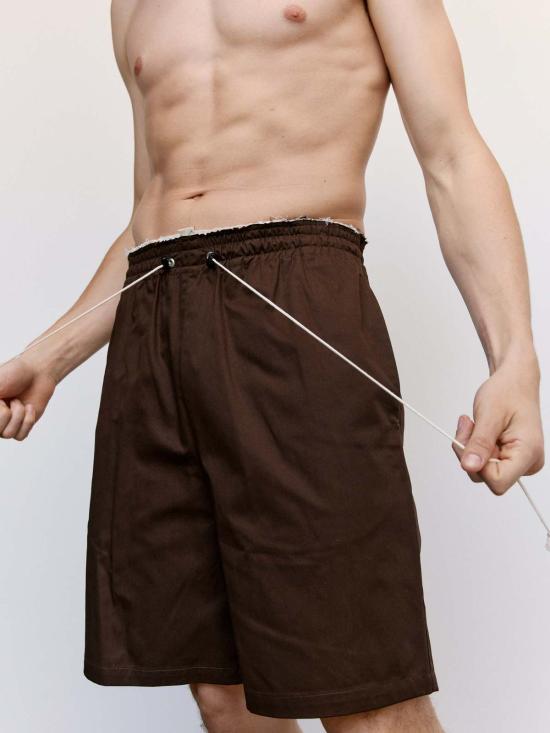  카미엘 포트젠스 숏팬츠 카미엘 포젠스 브라운 코튼 트윌 무릎 반바지 - CAMIEL FORTGENS