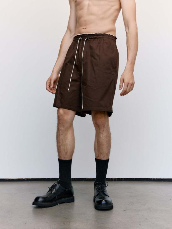  카미엘 포트젠스 숏팬츠 카미엘 포젠스 브라운 코튼 트윌 무릎 반바지 - CAMIEL FORTGENS