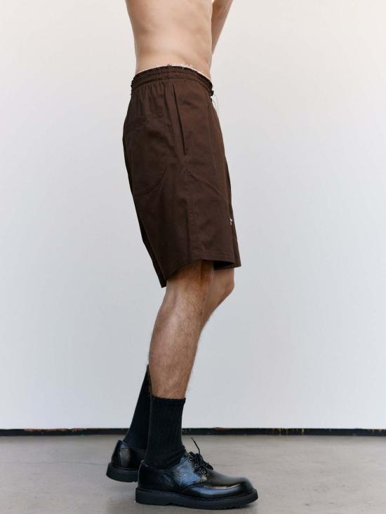  카미엘 포트젠스 숏팬츠 카미엘 포젠스 브라운 코튼 트윌 무릎 반바지 - CAMIEL FORTGENS