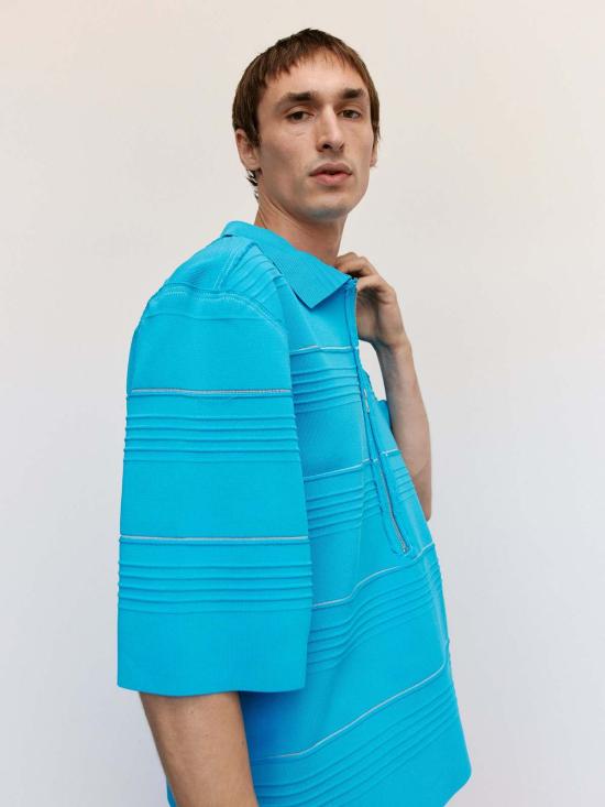  카미엘 포트젠스 후드 티셔츠 Camiel Fortgens 비스코스 폴로 블루 - CAMIEL FORTGENS