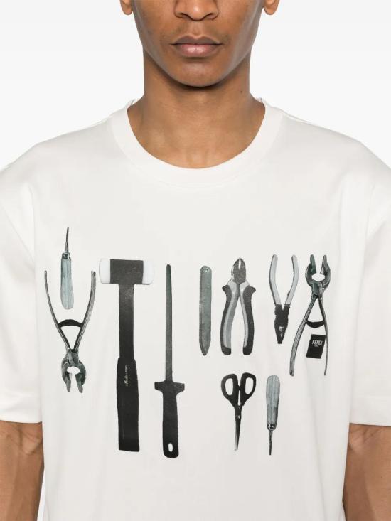  펜디 반팔 티셔츠 FY0936AR6Y beige - FENDI