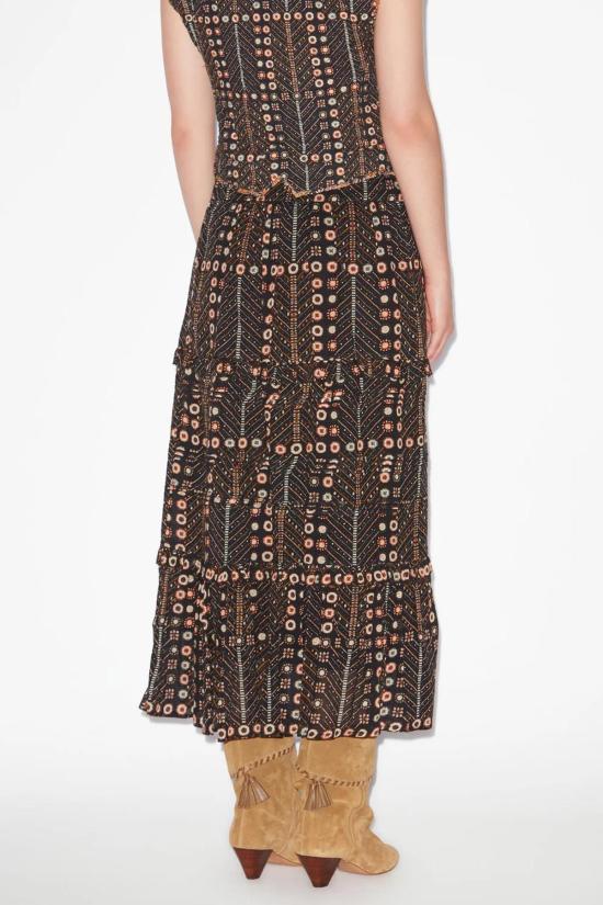  이자벨마랑에뚜왈 롱 스커트 이자벨 마랑 에투알 디야 코튼 프린트 맥시 스커트 페이디드 블랙 - ISABEL MARANT ETOILE