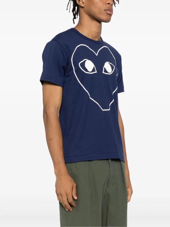  꼼데가르송 반팔 티셔츠 AXT182051 navy - COMME DES GARCONS