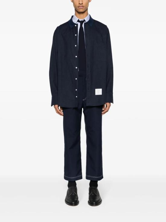  톰브라운 긴팔 셔츠 MWL407CF0351 navy - THOM BROWNE