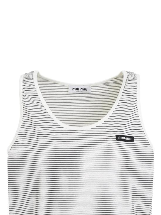 25SS 미우미우 민소매 티셔츠 MJT699SOOO14RT F0963 BIANCO CACAO - MIU MIU