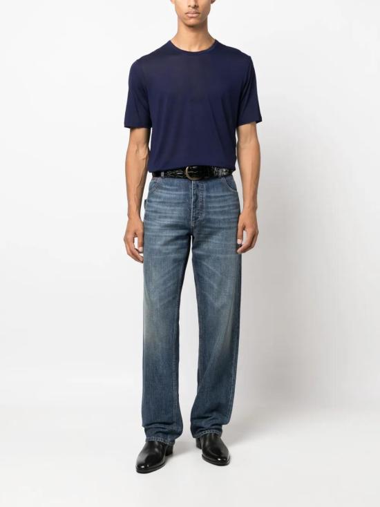  생로랑 반팔 티셔츠 749102Y37IL navy - SAINT LAURENT